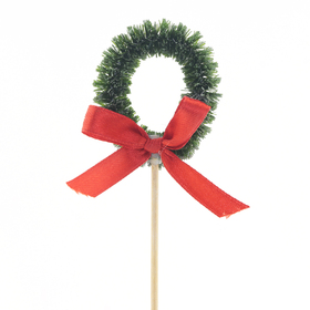 Kerstkrans Holly 5cm on 10cm stick groen