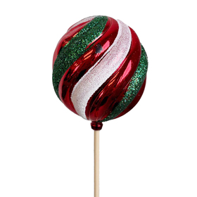 Christmas Ball Swirl 2.3in on 20in stick