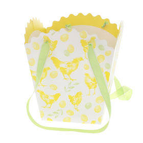 Carrybag Roosters & Chicks 17/17x12/12x20cm FSC* yellow