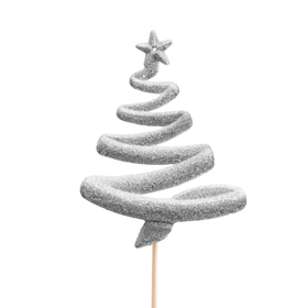 Christmas Tree Luckz 11cm op 50cm stok zilver