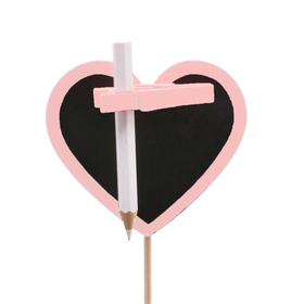 Chalkboard Heart 8cm on 15cm stick FSC* pink