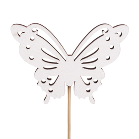 Butterfly Memories 7cm on 10cm stick FSC* white