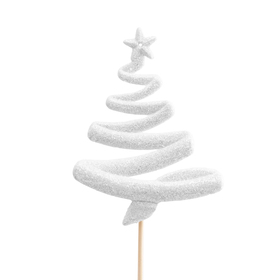 Kerstboom Luckz 11cm op 50cm stok wit