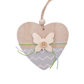 Corazón de madera Butterfly 8cm gris