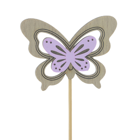 Butterfly Elise 4.5x6cm on 10cm stick FSC* lilac