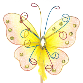 Butterfly Oriënt 7cm on 50cm stick yellow