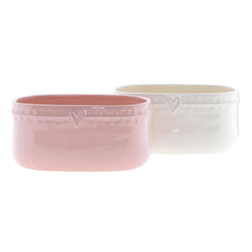 Ceramic bowl oval Loveall 18.1x10.8xH8.6cm assorti x2