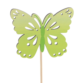 Vlinder Zazou 4cm op 10cm stok FSC* groen