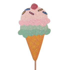 Ice Cream Pick 4x2.5in en palo 20in verde/rosado