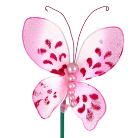 Butterfly Pearl 3.75in on 20in stick pink