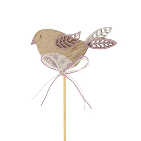 4202387 Bird Kiki 8cm on 50cm stick FSC* lilac