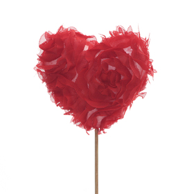 Heart Juliet 9.5cm on 50cm stick red