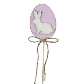 Flocked Bunny Plate 8cm on 50cm stick purple