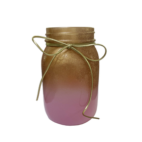 Glass jar Glitter Two Tones 3x5in pink/copper