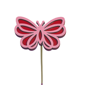 Butterfly Mischa 3in on 20in stick pink