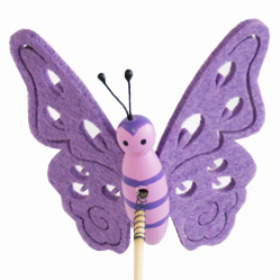 Butterfly Felt 7cm on 10cm stick purple