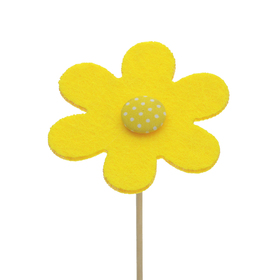 Flower Felt 8cm on 50cm stick yellow