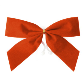 Velvet bow 11cm with clip orange