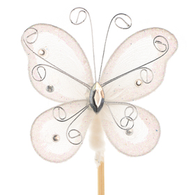 Butterfly Oriënt 7cm on 50cm stick white