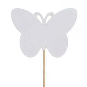 Butterfly Bessy 6x4,5cm on 11cm stick FSC* white