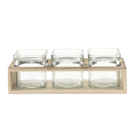 Trio Woody Glass 25,5x9,5xH8,3cm natural