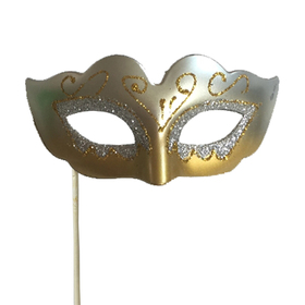 Mask Glitter/Metallic 4x2in on 20in stick silver/gold