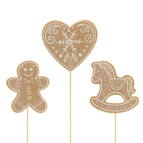 Gingerbread 8cm op 10cm stok assorti x3