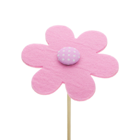 Flower Felt 8cm on 50cm stick pink