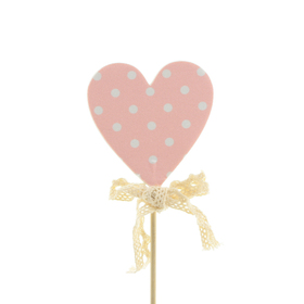Heart Dotted Love 6,5cm op 10cm stok  roze