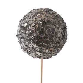 Christmas Ball Betty with glitter8cm on 50cm stick antracite