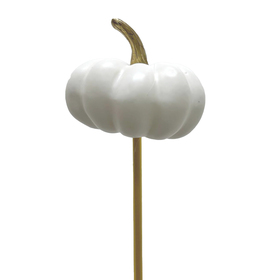 Pumpkin 2..75in on 20in stick white with gold stem