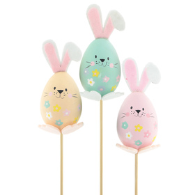 Hase Iris 6cm auf 50cm Stick gemischt x3