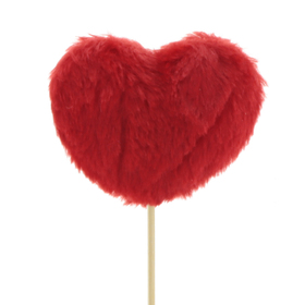 Heart Teddy 8.5cm on 50cm stick red