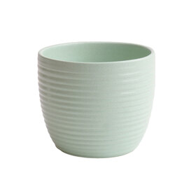Ceramic Pot Ribbel Ø10.3/6.5xH9cm ES9 green matt