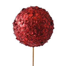 Kerstbal Betty met glitter 8cm op 50cm rood