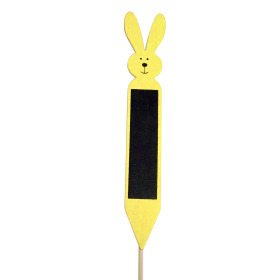 Chalkboard Rabbit 18cm yellow with clip&pencil on 40cm stick