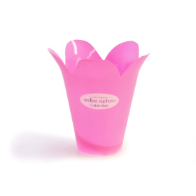 Potcover Flocked Scallop small 10.5cm pink