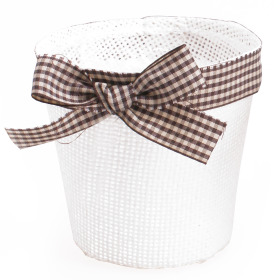 Paperweave Pot Nature Bow 9x12.5x12cm white/brown