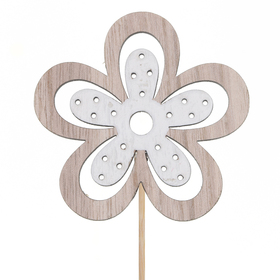 Flower Anna 6x6cm on 11cm stick FSC* white