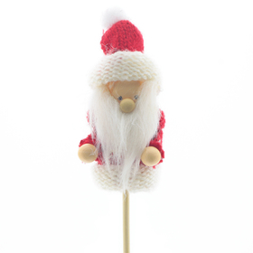 Santa Claus 6,5cm en palo 10cm roja/blanco