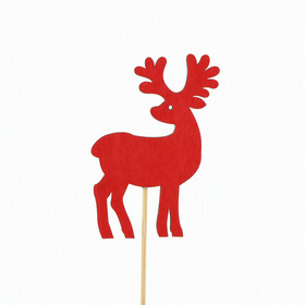 Reindeer Robin 7cm on 15cm stick FSC* red
