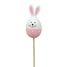 Egg Rabbit with dots 3x1.6in on 20in stick pink