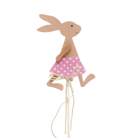 Girl Rabbit 8.5cm on 10cm stick pink