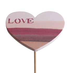 Heart Carise 8cm on 50cm stick red/pink