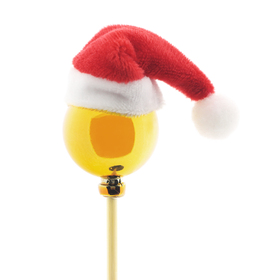 Kerstbal Santa's hoed 3cm op 10cm stok goud