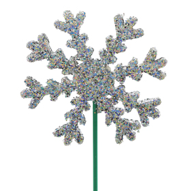 Christmas Snowflake glitter 10cm on 50cm stick