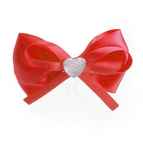 Diamond Bow 8cm with clip red