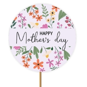 Happy Mother's Day Floral 8cm on 50cm stick