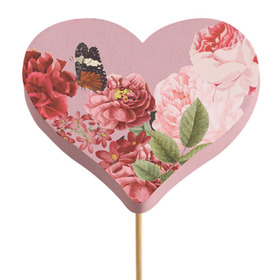 Hart Amora 7cm op 50cm stok roze/rood
