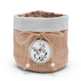 Jute tas Butterfly Ø13xH13cm grijs